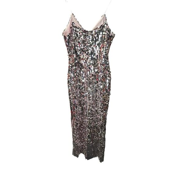 ZARA Dress XS Silver Strappy Sequin Midi Party 9373/567 Prom V-Neck Sparkle - Picture 7 of 16